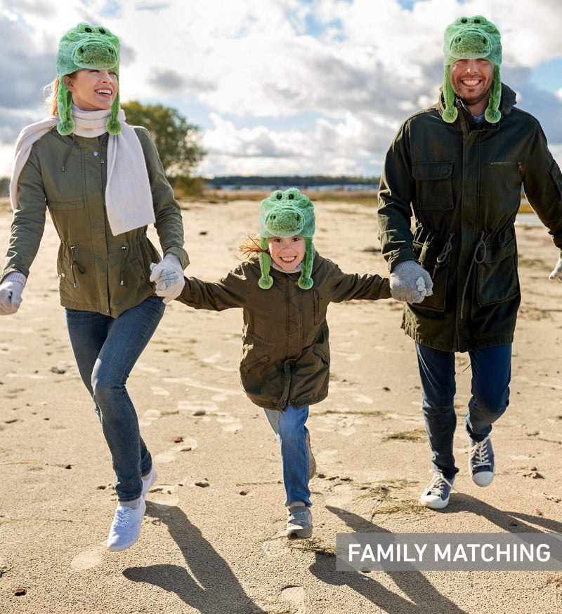 Puzzled DolliBu Stuffed Animal Alligator Plush Hat - Super Soft Wild Animal Winter Beanie With Ear Flaps, Cute Green Plush Costume Hat for Halloween or Cosplay - One Size - Image 5